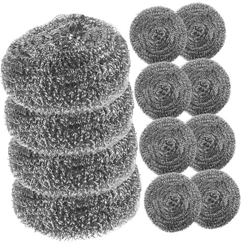 Alipis 24 Pièces de Fer pour Acier Inoxydable Brosse à Pot Plat Dish Brush Scrubber éponge Brosse à poêle Aide de Cuisine Propre Lave- Paquet Boule de Nettoyage