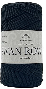 cordino per borse swan rowen effetto elegant da 200g - 50% cotone riciclato-50% poliestere per uncinetto 3-4 (nero - 02)