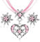 3 Stück Trachtenkette Wiesnherz, Oktoberfest Trachtenschmuck Damen Set, Bayerisch Dirndlschmuck Trachtenkette, Edelweiß Herz Anhänger Ohrstecker für Bierfest Trachten Dirndl Outfit Accessoires (Rosa)