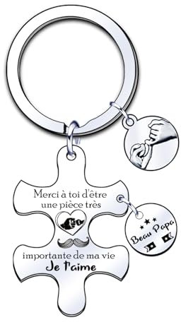 MNBVBV Cadeau beau papa Porte-clés Papa Cadeau Anniversaire Naissance personnalisé fille pas cher,Cadeau pour La fête des Pères l'anniversaire Thanksgiving et Noël, Argenté (3)