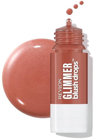 Revlon Glimmer Blush Drops – Hydrating Liquid Blusher, Plumping Formula with Glycerin, Liquid-to-Powder Finish, Coralicious