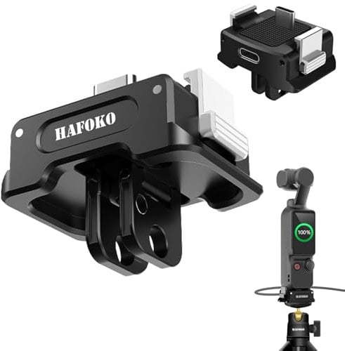 HAFOKO Osmo Pocket 3 Charging Base Adapter, Quick Release Base with Two-claw 1/4 for Tripod, Aluminium Alloy Charging Stand Dock Desktop Mount Type-C Charging Base Compatible for DJI Osmo Pocket 3