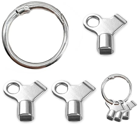 BRBASAP 3 Packs Radiator Key with 1 Rings Bleeder Keys for Bleeding Old Home Radiator Air Valve Durable Handle Tool to Turn Off Water Valves Bleed Keys for Home Radiator Maintenance and Repairs