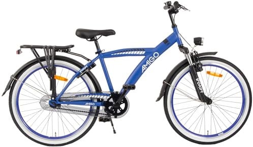 AMIGO Roady Fahrrad 24 Zoll - Kinderfahrrad für Jungen - Rücktrittbremse und V-Brake - Blau