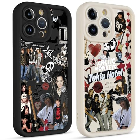 Yimctoie 2 Stück Silicone Handyhülle für iPhone 12 Pro Hülle 6.1, Stoßfeste Kratzfeste Schutzhülle mit Tokio Hotel Pop-Rock-Band Cool Aesthetic Design Muster TPU Bumper Junge Cover Case, Cool