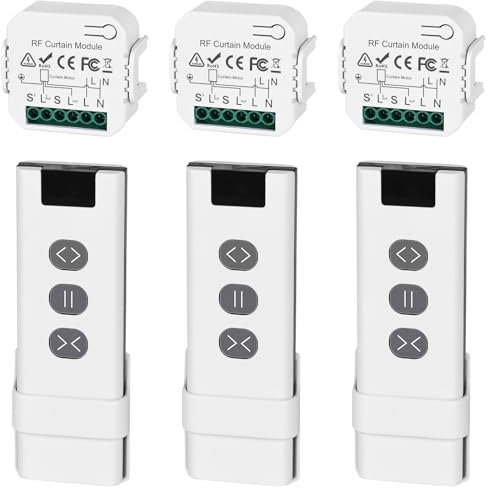 Juego de 3 unidades de control de persiana inalámbrica, interruptor inteligente compatible con interruptor inalámbrico de 230 V, adecuado para persianas, toldos, interruptor inalámbrico, compuesto de
