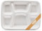 FOOGO Green 50pcs Large Disposable Plates with compartments, 11x8 inch 6 Deep Compartments, Sugarcane Bagasse Paper Trays, Divided Plates for Hot Food, Portion Control