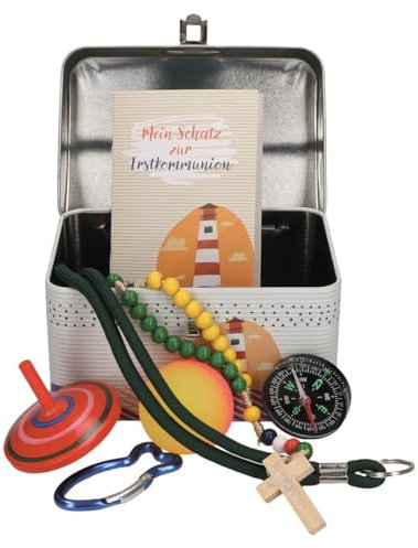 Butzon & Bercker Mein Schatz zur Erstkommunion, Geschenkbox mit Buch, Anhänger und Gebetswürfel, Erstkommunion Geschenk für Kinder, religiöse Schatzkiste zum Glauben entdecken, Kommunion Andenken J