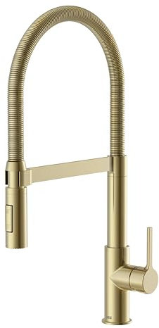 Lenz Küchenarmatur ALUNA in Gold - flexible Geschirrbrause mit 2 Strahlarten - Anti-Fingerabdruck Oberfläche - hochwertige Keramikkartusche und Markenmischdüse - 46070541