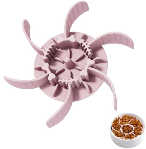 Slow Feeder Dog Bowl Insert, Cuttable Dog Slow Eating Bowl Insert, Silicone Spiral No Chocking Dog Bowls Insert to Slow down Eating with Strong Suction Cups, Pet Slow Feeder for Dog Bowls