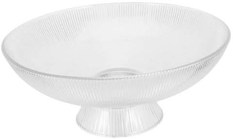 LIFKOME Bol à Pied Verre Cristallin Transparent Avec Texture Verticale Plateau Décoratif Grand Format Pour Fruits Saladier Élégant Pour Salle à Manger Et Fêtes
