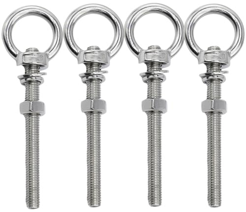 4Pcs M8 Eye Bolts, M8 X 120mm Lifting Ring Eyebolts with Nut | Steel Heavy Duty Eye Bolt Male Screw for Living Lifting and Various Engineering Lifting Equipment