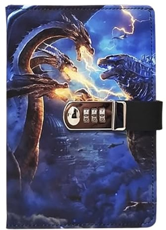 Creative Password Notebook, Personal Diary with Lock, A5 Lockable Journal Diary(Fire Dragon)