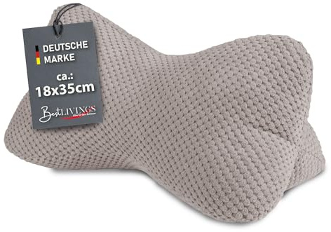Bestlivings Leseknochen - Nackenknochen 18x35 cm weiches Lesekissen, Öko-Tex, ergonomische Form für Nacken- oder Lendenstütze, Tablettkissen für Reisen Taupe