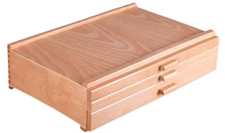 FashionCha Wooden Artist Storage Supply Box 3 Drawers Storage Box for Markers Pencils