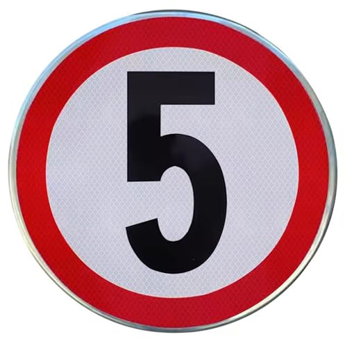 Panneau De Limitation De Vitesse 5 Km/h, Aluminium 3 Mm | réfléchissant de qualité ingénieur (3 mm d'épaisseur, 60 x 60 cm) résistant aux intempéries