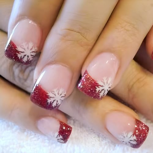 Lot de 24 faux flocons de neige carrés de Noël à coller