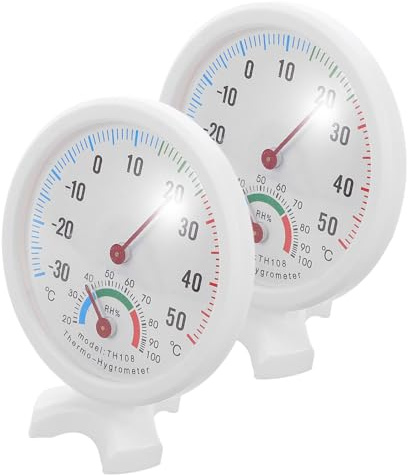 Analoges Kleiner Hygrometer Thermometer 75mm, 2 Stück, Weiß