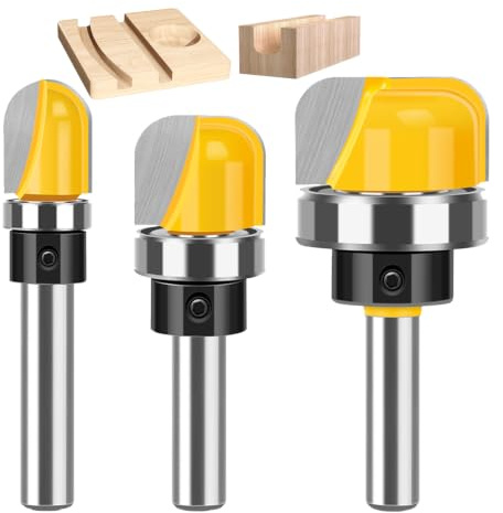 Lot de 3 fraises rondes de 8 mm avec bol et plateau - Pour outils de coupe, travail du bois