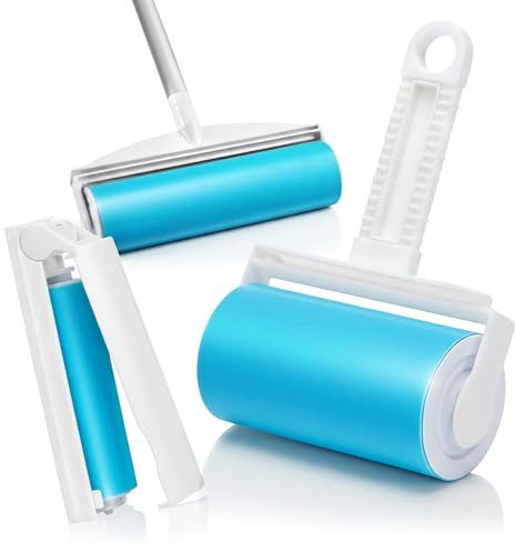 Schticky Lint Roller Set - Reusable & Washable Cleaner for Clothes Sofa Furniture Car Cat Dog Hair - Clean in a Quickly (3 Piece)