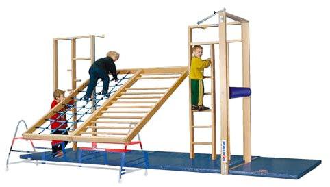 Sport-Thieme Fallschutzmatte für Turnwand Kombi | Rutschhemmender Polygrip-Turnmattenstoff, pflegeleicht | 3 Größen | Blau | Zubehör für Sprossenwand