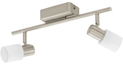 EGLO LED Deckenlampe Taberno, Deckenstrahler, Stahl in nickel-matt, Glas satiniert in weiss warmweiß