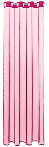 Gardine mit Ösen, Transparent Voile 140 x 245cm (Breite x Länge) in pink - Fuchsia, Ösenschal in vielen weiteren Farben und Größen