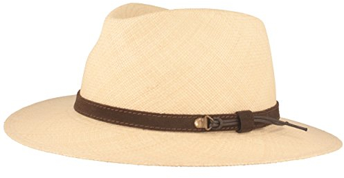 Breiter Original Panamahut Strohhut aus Ecuador Lederband Handgeflochten UV-Schutz Bruchschutz Natur S 55-56