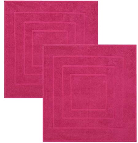 Betz 2 Stück Badvorleger Palermo 100% Baumwolle Badematte Badteppich Duschvorlage Größe 60x60 cm Qualität 680g/m² Farbe Cranberry