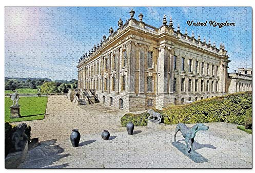 United Kingdom Jigsaw Puzzle 1000 Piece UK England Chatsworth House Derbyshire Puzzle Game Artwork Travel Souvenir Wooden