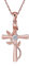 BlingGem Ketten Damen Kreuz 925 Sterling Silber Rotgold vergoldet mit Rundschliff Zirkonia Kreuz Rosen-Blume Anhänger Halsketten Frauen,18 Inch