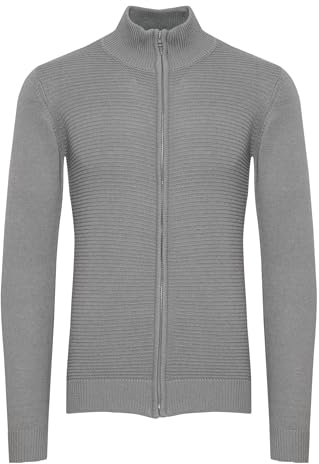 Indicode IDRickert Herren Strickjacke Cardigan Grobstrick mit Stehkragen Reißverschluss Baumwollmischung Regular fit, Größe:XL, Farbe:Light Grey Mix (913)