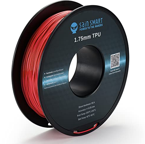 SainSmart Neon Color TPU, 1.75mm Flexible TPU 3D Printer Filament 800g, Dimensional Accuracy +/- 0.05 mm, Neon Scarlet