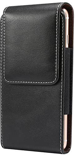 Baiyian Handytasche Gürtel Vertikal PU-Leder Handy Gürteltasche Geeignet für iPhone 16 15 14 13 12 11 Pro, Samsung Galaxy S23+ S23 S22 - Schwarz