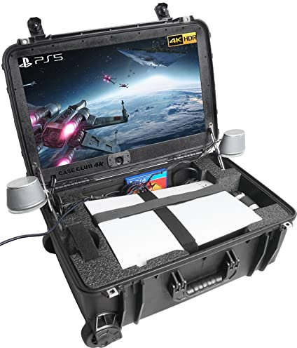 Case Club PlayStation 5 4K Portable Gaming Station with Built-in 24 4K Monitor, Cooling Fans, & Speakers. Fits PS5 (Disc or Digital), Controllers, & Games, (PS5 NOT Included)