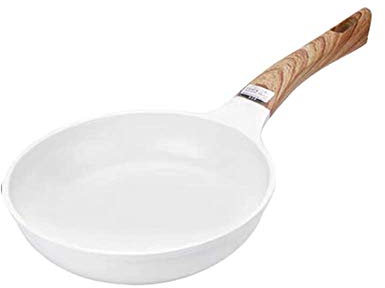 TSTSM Sartén de Cocina Principal, sartén Antiadherente con Revestimiento de cerámica, sartén multifunción, sartén eléctrica con Mango de Madera, Color blanco-26cm