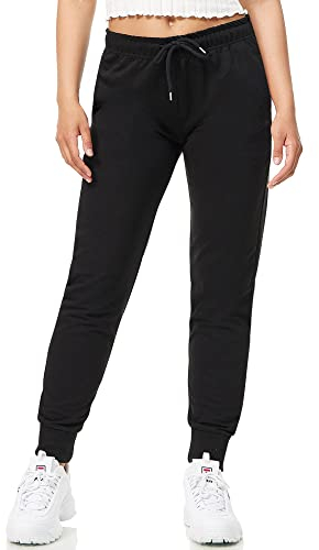 ROSS CAMP Jogginghose Damen - Sporthose Frauen Baumwolle, Trainingshose Fitness High Waist, Sweatpants Slim Fit Freizeithose Lang, Jogging Hose Laufhosen Modern Schwarz/XS
