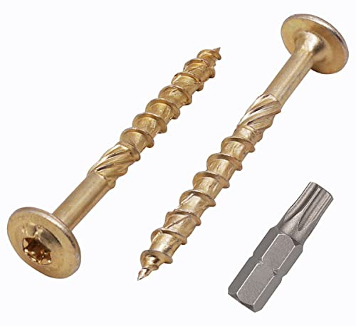 Marcopol Paquete de 20 piezas de acero galvanizado de 6 x 50 mm, tornillos de madera amarilla, cabeza torx, cabeza de oblea, tornillos de madera, parcialmente roscados (20, 6 x 50 mm)