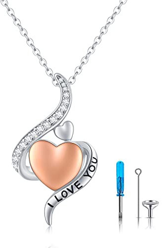 StoryMidir Urnen Halsketten für Asche 925 Sterling Silber Herz Feuerbestattungsschmuck für Asche Memorial Andenken Schmuck Geschenke für Frauen Mädchen