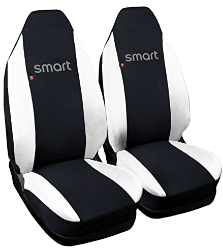 Rebeca Shop® Autositzbezüge kompatibel für Smart | Made in Italy | Set Vordersitzbezüge Paar (W450 - erste Serie, Schwarz/Weiß)