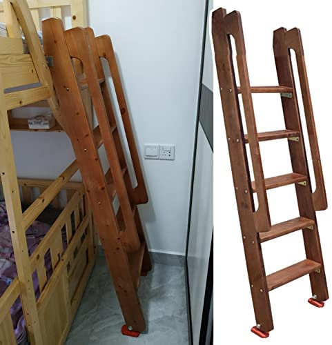 Hochbett Leiter Hölzerne Wohnmobilkojenleiter für Wohnwagen, Ersatz-Etagenbettleiter für Wohnheimcamper mit Haken, Sicherheits-natürliche Kurze Trittleitern, 125/150cm (Size : 5 Step 150cm/59)
