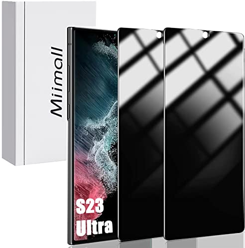 Miimall 2 Stück Sichtschutz Kompatibel mit Samsung Galaxy S23 Ultra 5G Schutzfolie, 9H Gehärtetes Glas Blickschutzfolie Anti-spy Privacy Displayschutz für Samsung Galaxy S23 Ultra 5G (6,8 Zoll)