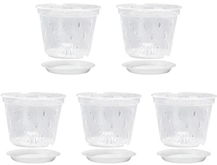 Maceta Transparente, Maceta de Transpirable, Maceta Transparente para orquídeas con Agujeros, Maceta Transparente para guiar el Crecimiento de raíces en Interiores y Exteriores