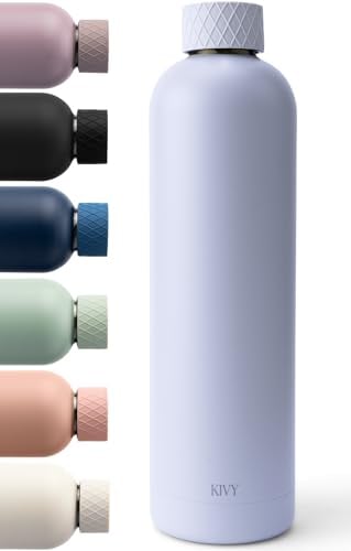 KIVY Edelstahl Trinkflasche 1l - Auslaufsichere Thermosflasche 1l - Trinkflasche Edelstahl Kohlensäure geeignet - Isolierflasche - Wasserflasche Gym - Thermo Sportflasche Metall