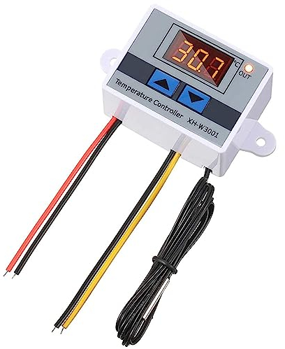 Greluma 1 Pieza Módulo controlador de temperatura LED digital AC 110V-220V,interruptor de termostato W3001 con sonda impermeable,-50 ℃ a 110 ℃ Termostato de refrigeración de calefacción programable