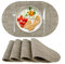 Platzsets Abwaschbar Tischsets 4er Set PU-Leder, Hitzebeständig, rutschfest, Platzset für Esstisch, Küche Oval Beige