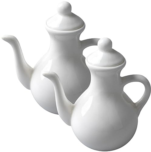 Cabilock 2PCS Ceramic Olive Oil Dispenser Bottle Soy Sauce Container Oil Container Ceramic Condiment Pot Vinegar for Storage, Vinegar, Coffee Syrups