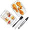 Tower T843096 8pc Silicone Air Fryer Accessory Set with Tongs, 4X Skewers, Basting Brush, 2X Roasting Racks, Stainless Steel, Black