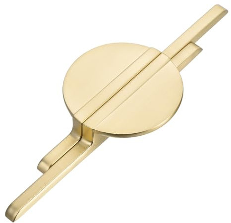 sourcing map 2 Pack Brushed Gold Cupboard Pulls, Semicircle Kitchen Cupboard Handles 2-1/2 Inch (64mm) Hole Centers, Half Moon Cupboard Door Handles for Cupboard, (a23082300ux0454)