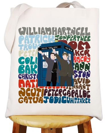 WZMPA Dr Who Themed Tote Bag David Tennant Fans Geschenk Polizist Box Leinwand Handtasche für TV-Serie Fans, Werde ich Tg sein, Large